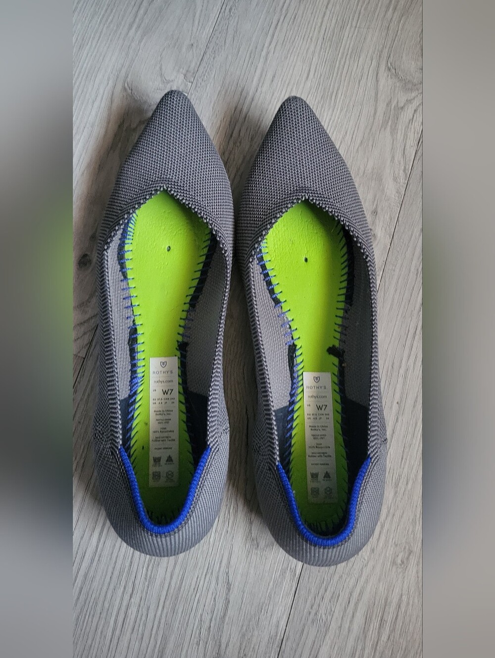 Rothy's The Point Cloud Gray Birdseye Flats, Women's US 7 EU 37.5 - Picture 11 of 16